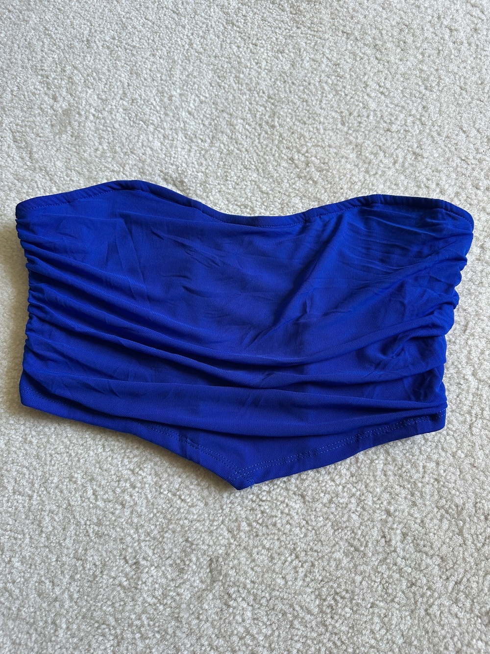 SHEIN Royal Blue Strapless Ruched Crop Top